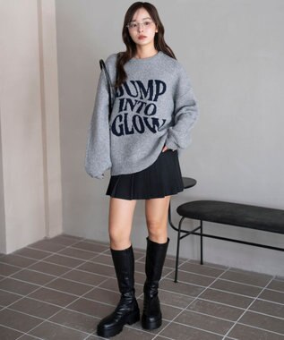 WEGO 【2025年秋冬新作】フラッフィーグラフィックニットBIGプルオーバー 柄2