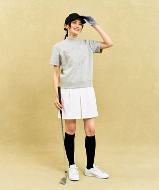 23区GOLF 【WOMEN】【吸水速乾/UVケア】長めの半袖丈でトレンドのモードスタイル！スウェットモックネック ライトグレー系