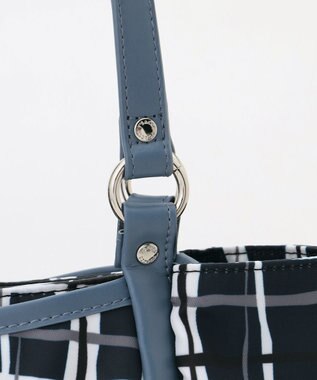 Y'SACCS ドローイングチェックトートバッグ ネイビー