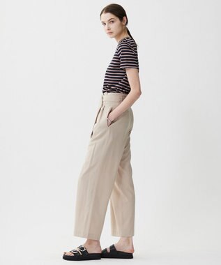 ICB 【接触冷感・UVカット・洗える】 T/Rドライリネン ワイドストレートパンツ ベージュ系