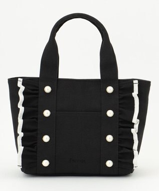 Feroux バイカラーパールフリル トート ブラック系