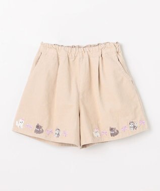 ANY KIDS ネコ刺繍 コーデュロイ ショートパンツ ベージュ