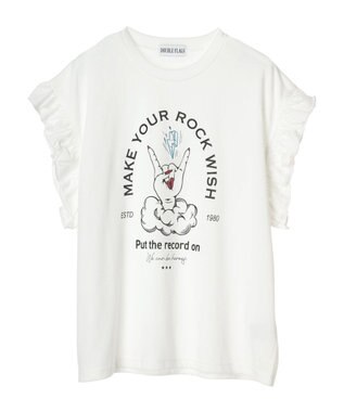 Green Parks ・ＤｏｕｂｌｅＦｌａｇｓ　フリルショルダープリントＴＥＥ Off White