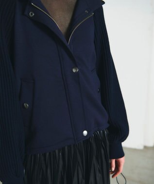 GRACE CONTINENTAL ニットコンビパーカー ネイビー