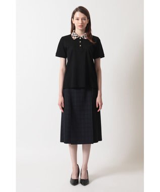 DAKS ビッグシャドーチェック セミフレアプリーツスカート ネイビー