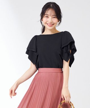 ANY SIS 【接触冷感】レイヤードスリーブ ニット ブラック