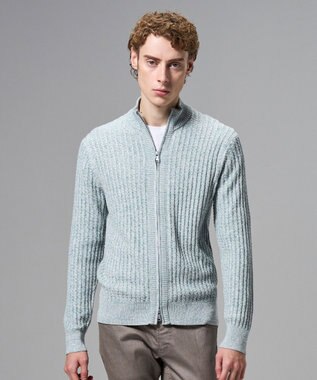  【新柄】シルクバルキー　ハイネックジップアップニット