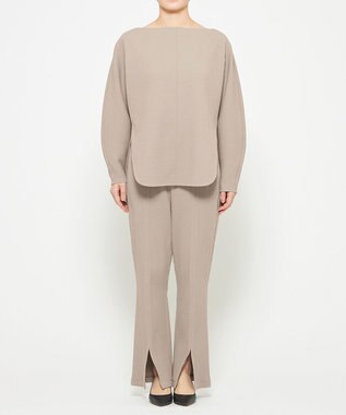 uncrave プリーツリブ ドルマンスリーブトップス グレージュ