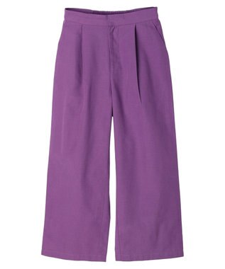 Green Parks 綿麻混タックストレートワイドパンツ Deep Purple