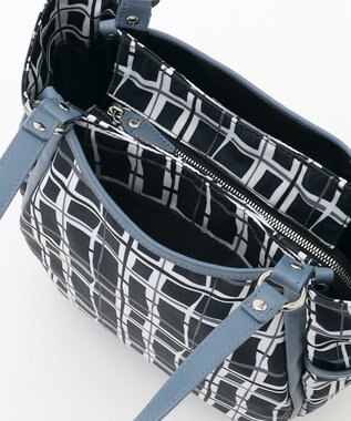 Y'SACCS ドローイングチェックトートバッグ ネイビー