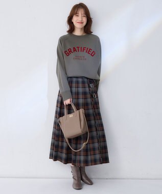 ANY L 【洗濯機可能/サスティナブル】ロゴ裏起毛クルーネックプルオーバー チャコール