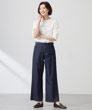 J.PRESS LADIES 【洗える】5ozバージラコンパクト デニム セミワイドパンツ インディゴ系