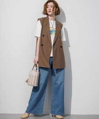 23区 L Lauren Rolwing コラボ グラフィックプリント Tシャツ オフ×ビーチ