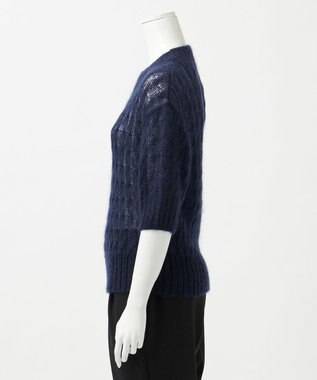 23区 S 【R(アール)】モヘヤ混 ケーブルニット ネイビー系