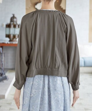 Tiaclasse L 麻調襟ギャザーシアーブルゾン モカ