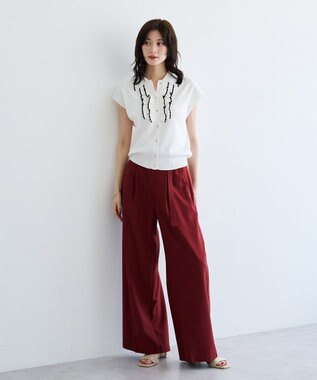 YECCA VECCA 配色フリルカーディガン Off White
