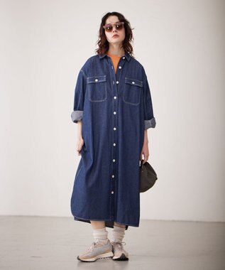 J.PRESS YORK STREET 【WOMEN】デニムロングシャツ ワンピース