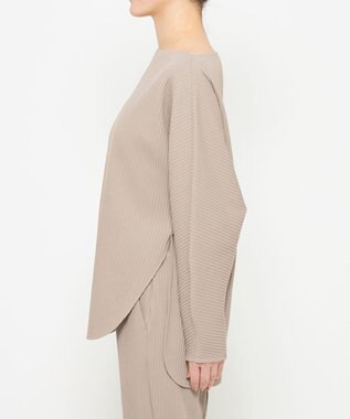 uncrave プリーツリブ ドルマンスリーブトップス グレージュ