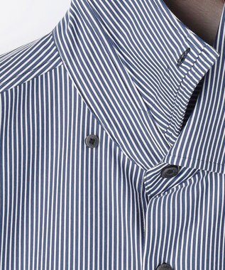 JOSEPH ABBOUD 【ジャージー素材・ストレッチ・イージーケア】コンパクトジャージーストライプシャツ サックスブルー系1