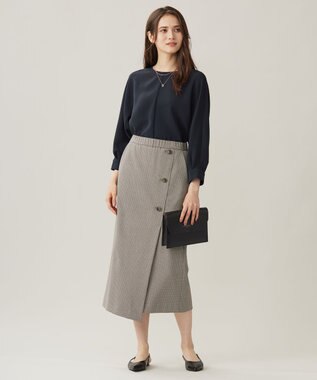 自由区 S 【撥水加工・洗える】TRギャバチェック柄 スカート ベージュ系チェック