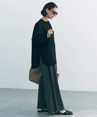 UNFILO 【セットアップ着用可】マイビューティ 側章ワイドパンツ チャコール