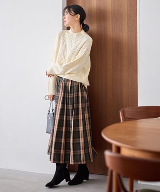 ANY L ソフトタッチケーブルニットチュニック エクリュ