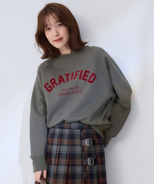 ANY L 【洗濯機可能/サスティナブル】ロゴ裏起毛クルーネックプルオーバー チャコール