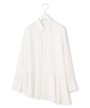 ICB L 【洗える】 リヨセルローン ペプラムブラウス オフホワイト系