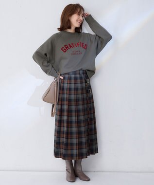 ANY L 【洗濯機可能/サスティナブル】ロゴ裏起毛クルーネックプルオーバー チャコール