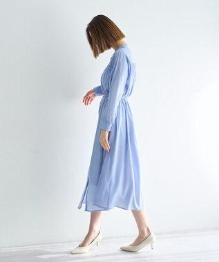 YECCA VECCA ベルト付きギャザーワンピース Blue