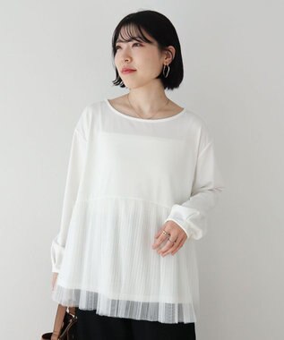 Green Parks プリーツチュールドッキングプルオーバー Off White