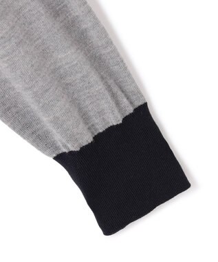 23区 S 【洗える】サステナブルウール Vネック バイカラー カーディガン ライトグレー×ネイビー