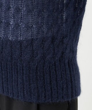 23区 S 【R(アール)】モヘヤ混 ケーブルニット ネイビー系