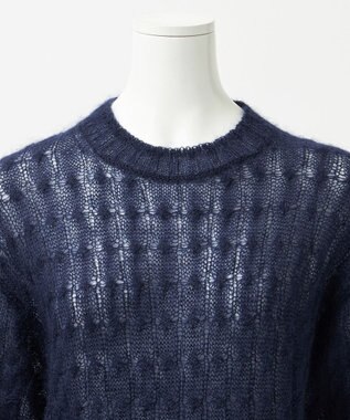 23区 S 【R(アール)】モヘヤ混 ケーブルニット ネイビー系