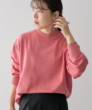 Green Parks もちやわモックネックニットプルオーバー Pink