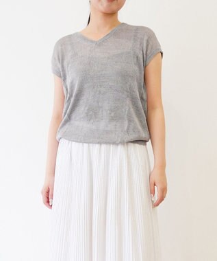 TOQUE 〈大草直子さんアドバイザー〉 【天然素材/2WAY】アルパカシルクニットVネックフレンチ グレー