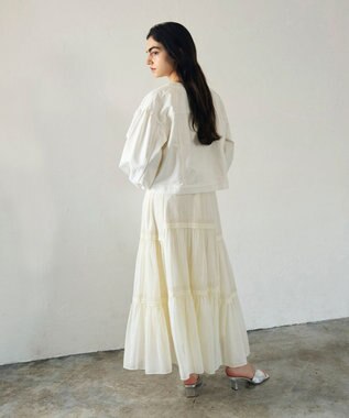 GRACE CONTINENTAL ノーカラーデニムジャケット ホワイト