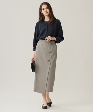 自由区 【撥水加工・洗える】TRギャバチェック柄 スカート ベージュ系チェック