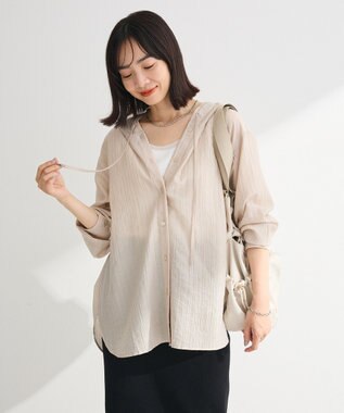 Green Parks シアーフードシャツ Beige