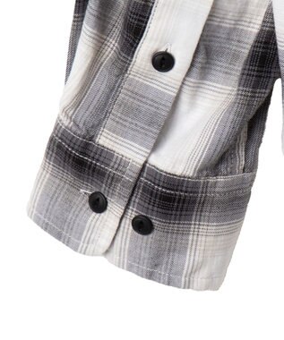 WEGO オンブレチェックグラフィックシャツ（LS） ホワイトチェック1