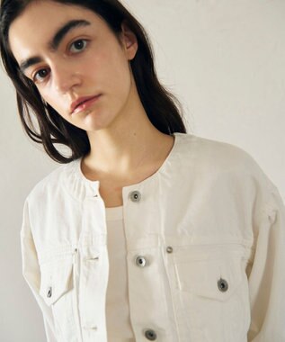 GRACE CONTINENTAL ノーカラーデニムジャケット ホワイト