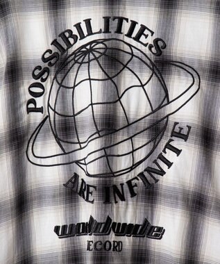 WEGO オンブレチェックグラフィックシャツ（LS） ホワイトチェック1