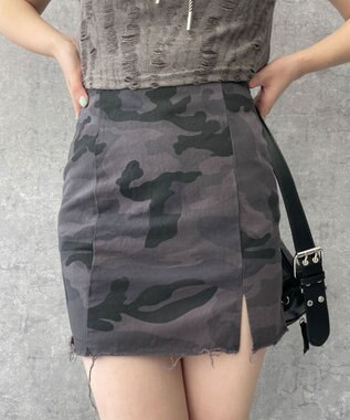 WEGO カモフラージュタイトミニスカート ブラックその他