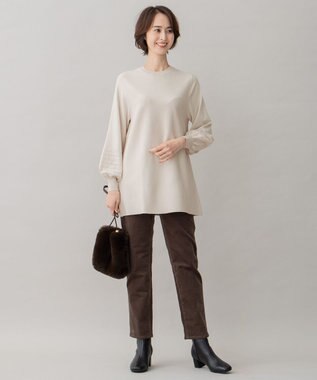 自由区 【洗える】リブレスコール ストレートパンツ カーキ系