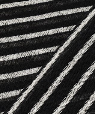 UNFILO シアーフォルムニット ボーダー ブラック×ベージュ