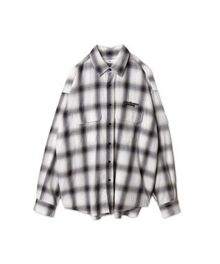 WEGO オンブレチェックグラフィックシャツ（LS） ホワイトチェック1