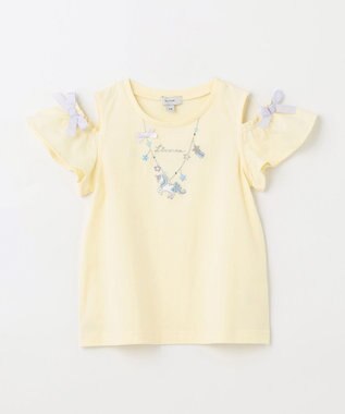ANY KIDS 刺繍 オン・オフショルダー Tシャツ クリーム