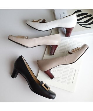 Pointer 日本製 本革バックルパンプス ブラック