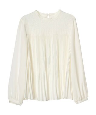 earth music&ecology レースプリーツブラウス Off White