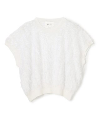 BEIGE， 【洗える】LYCORIS / カットジャカードプルオーバーニット White